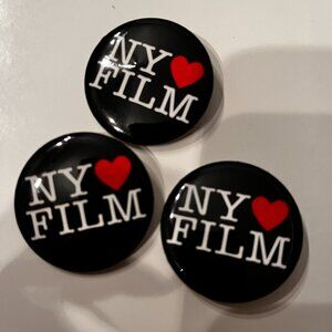Vintage ~ NY Loves Film ~ Button Pin‎ ~ Set of 3